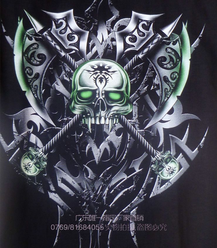 【朋克摇滚服饰批发泰国正品夜店无缝全棉骷髅