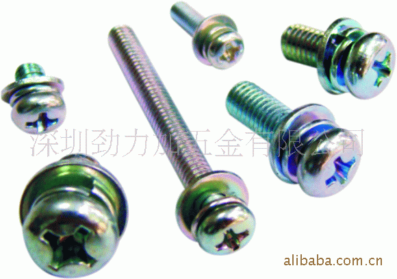 十字盘头三组合螺丝镀环保彩锌