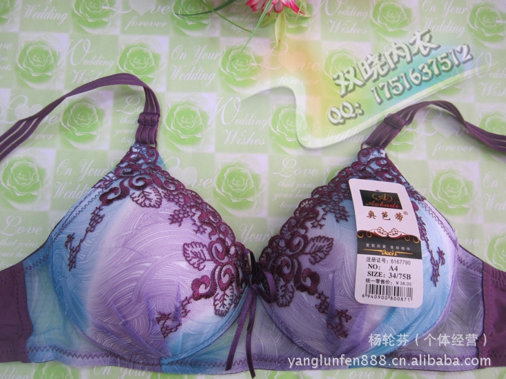 【奥巴蒂 <em>无钢圈</em>圆碗 清秀<em>印花</em>绣花 <em>文胸</em>/<em>胸罩</em>/