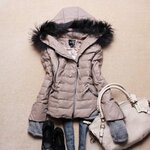 2011新款冬装 不规则拉链针织袖口连帽水洗皮羽绒服