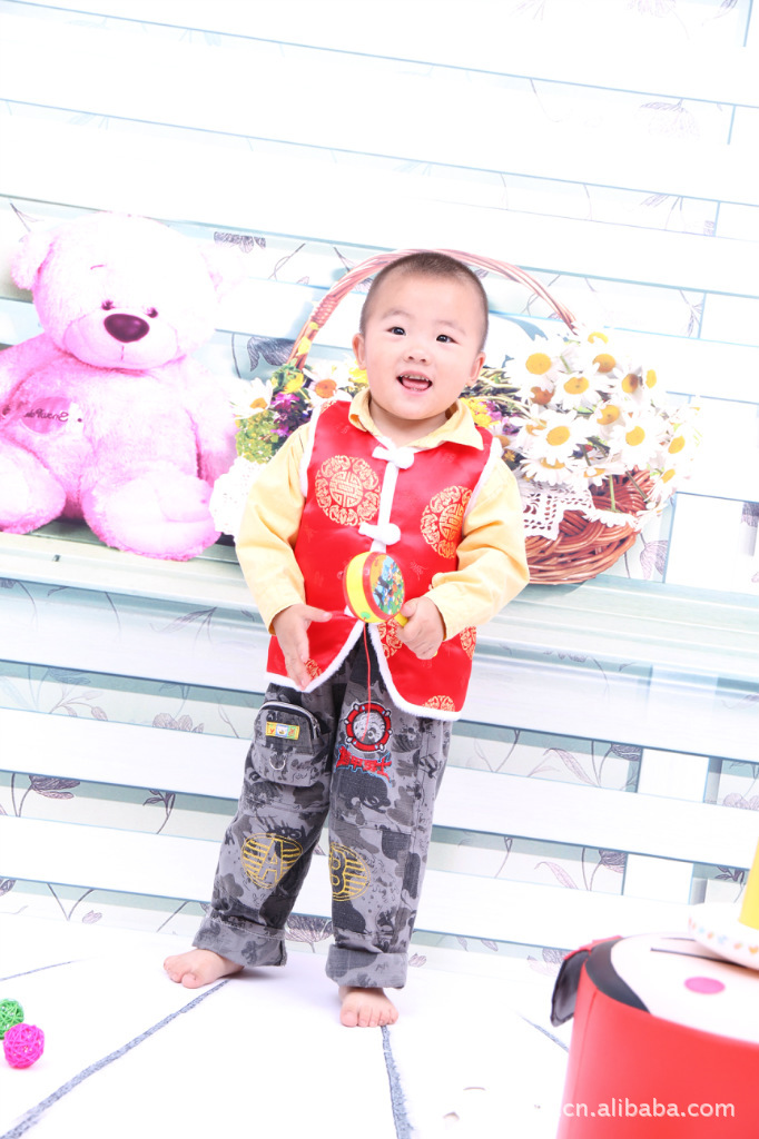 多款多色金喜麟<em>儿童唐装棉马甲</em>背心厂家<em>批发</em>图