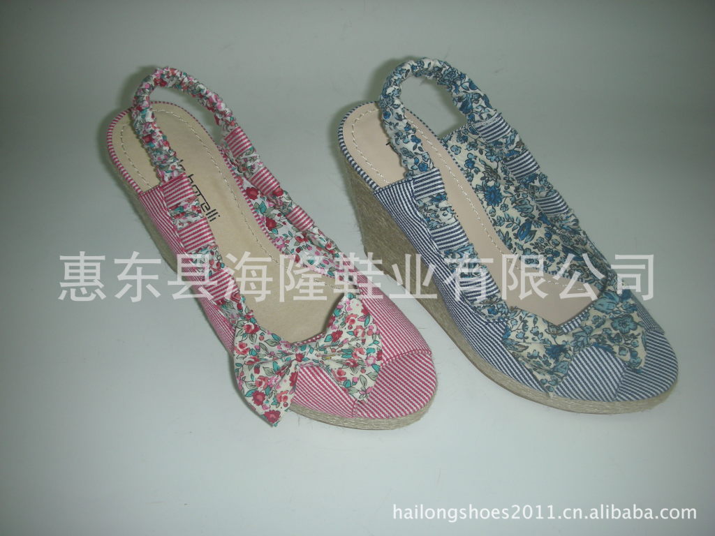 厂家直销 2011 夏新 外贸女式麻条坡跟凉鞋 80