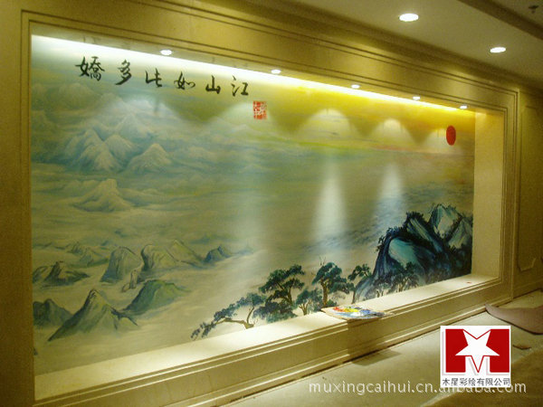 某星级酒店走廊壁画武汉手绘墙案例一 阿里巴