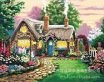供应数字油画 40*50童话小屋 数字油画加盟 数字油画一件代发