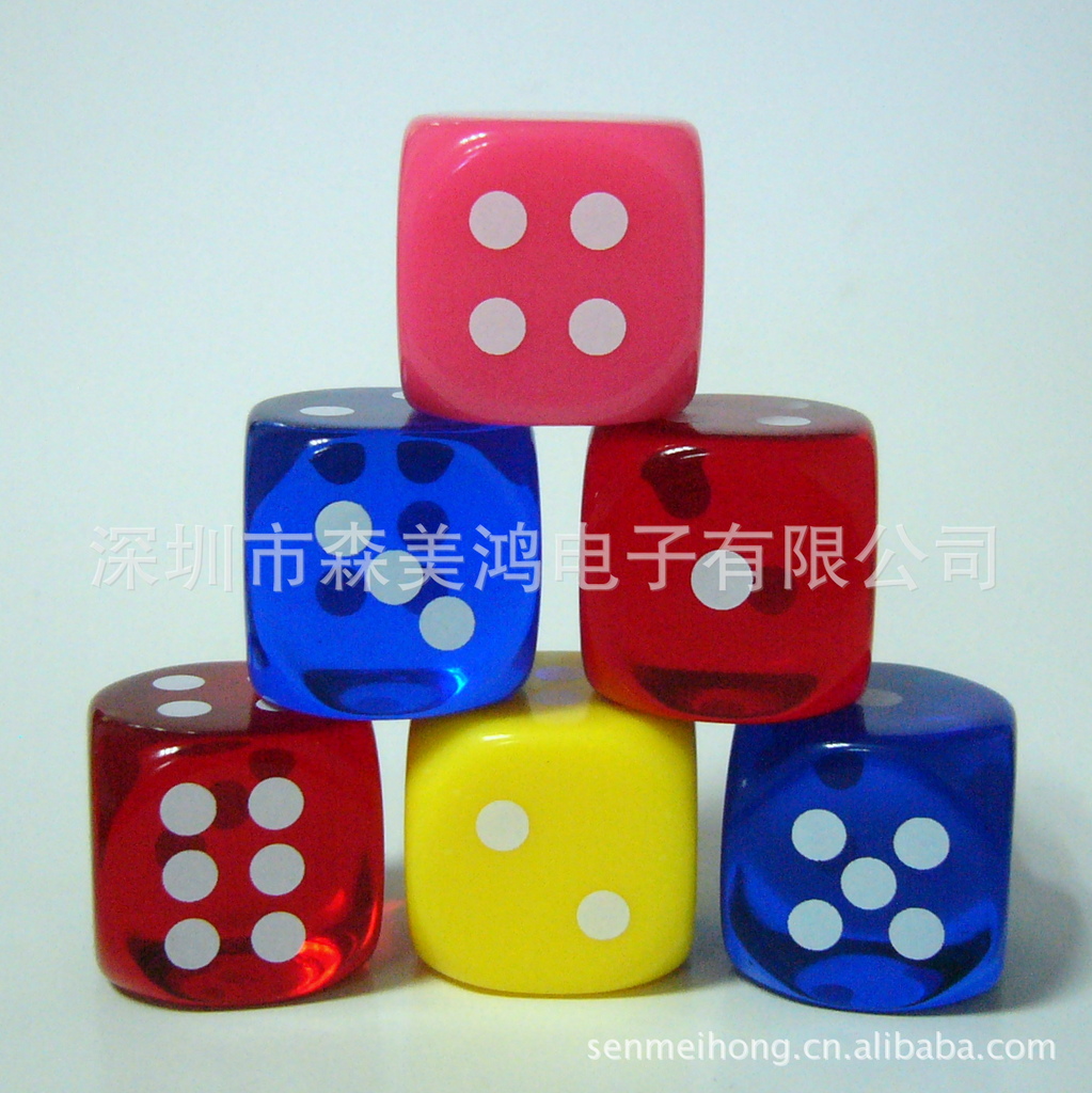厂家直供25mm圆角彩色亚克力骰子 点数 适合教学游戏配件