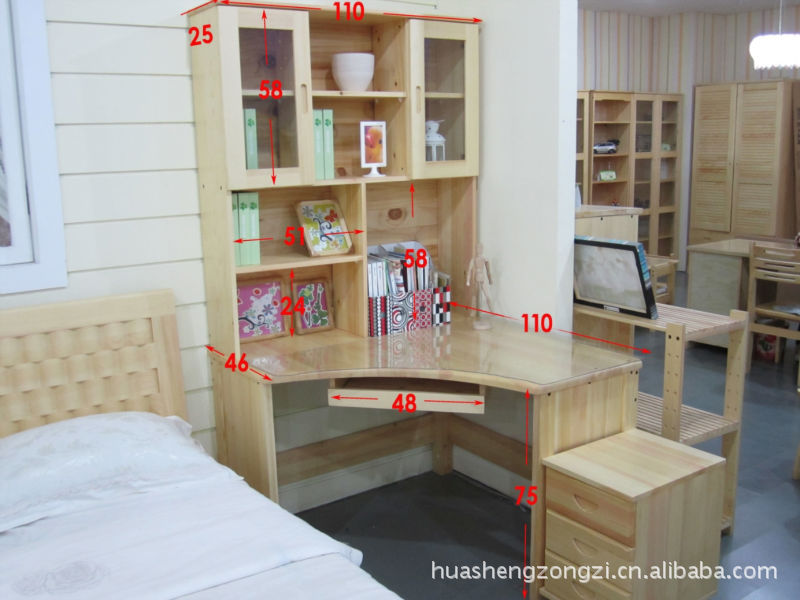 优质低价 松木家具,转角电脑桌1.1米,衣帽架1.0
