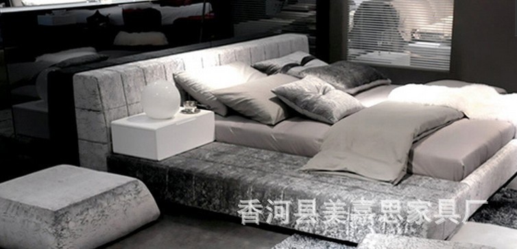 【厂家直销 现代床 双人床 多功能 榻榻米床 布