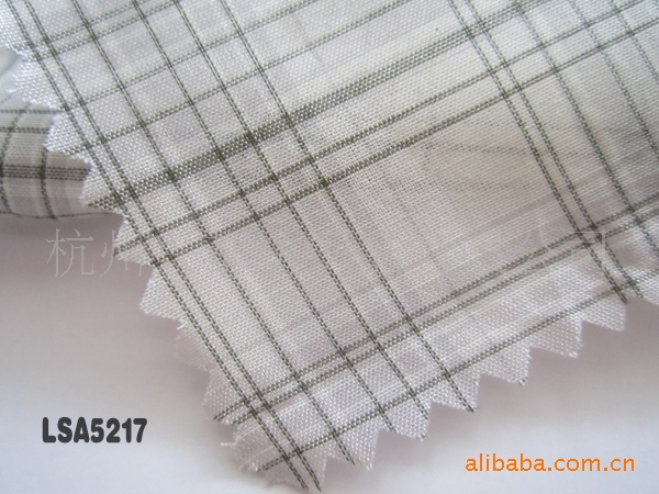 LSA5217格子丝棉绸面料40%丝60%棉9.5mm140cm