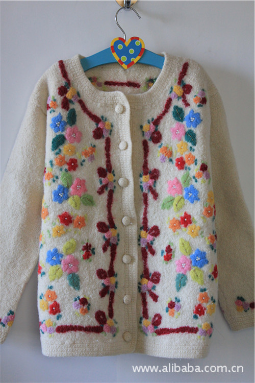 手工 浮花 <em>出口</em>韩国<em>日本</em>vintage<em>复古毛衣</em>_湖北