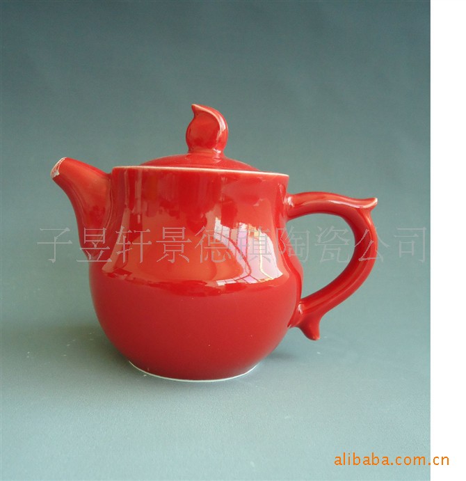 茶具 高温颜色釉 中国红 茶壶 景德镇陶瓷 特价