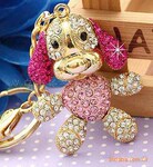 供应卡通狗狗钥匙扣 满钻小狗金属钥匙扣饰品