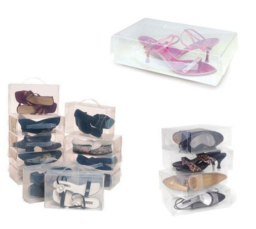 【超低价供应带提手女款透明塑料鞋子收纳盒1