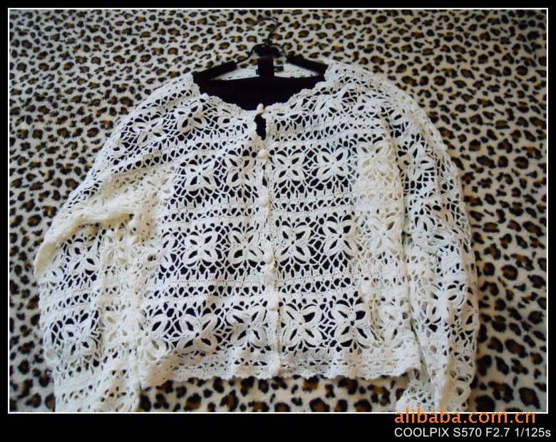 纯手工<em>钩花开衫</em> 手工钩花 钩花一线连