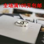0724韩版流行饰品 优雅银色双桃心戒指/指环批发 厂家直销