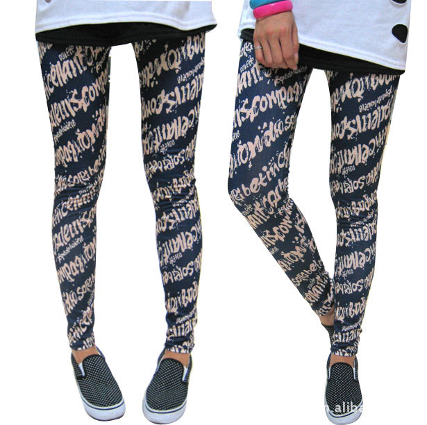 打底裤批发 u213牛奶丝英文小字母打底裤内搭