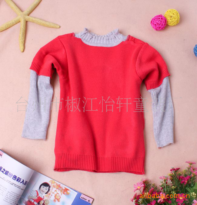 【2011春装新款<em>童装批发</em> 荷花领长袖宝宝针织
