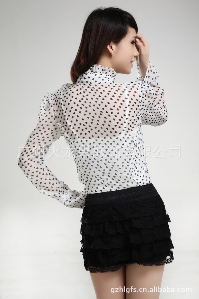 【<em>长袖</em>披肩 女式衬衫 <em>女款外套</em> 单薄圆点图案衬