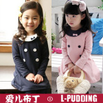 2012春款 爱儿布丁 翻领淑女裙 童裙 厂家直销