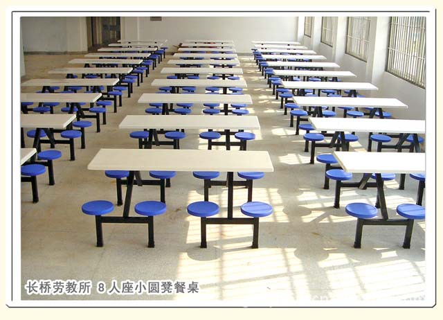 热销新款番禺饭堂餐桌椅 连体餐桌 玻璃钢餐桌