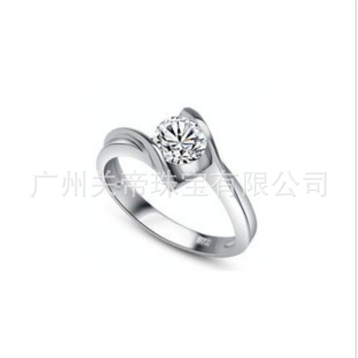 帝珠宝KTXR0053优雅925纯银镀白金<em>女钻戒</em> 银