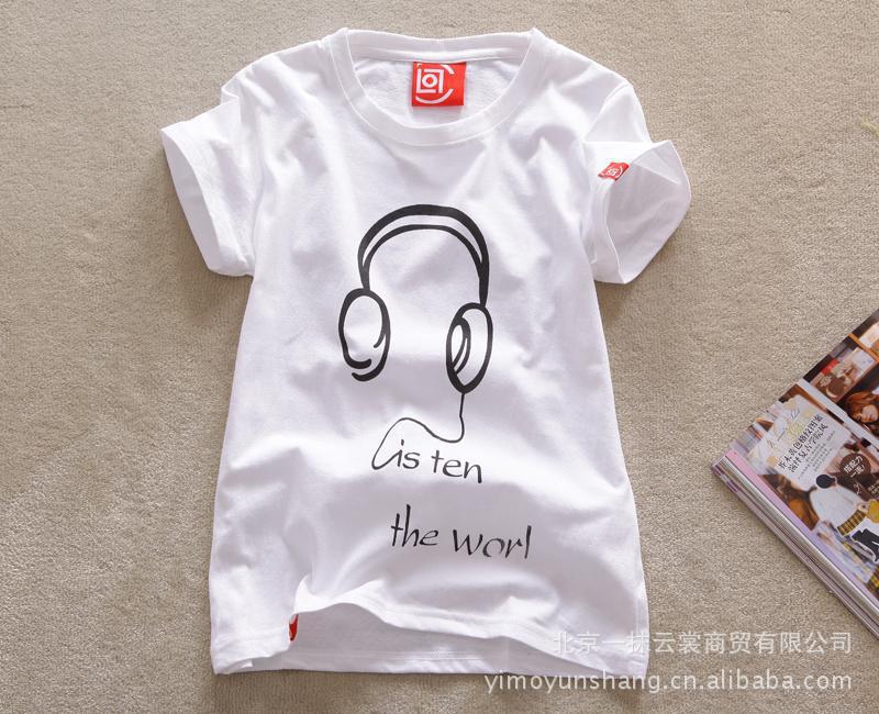 夏季厂家批发<em>女装CLOT</em>耳机卡通图案纯棉短袖
