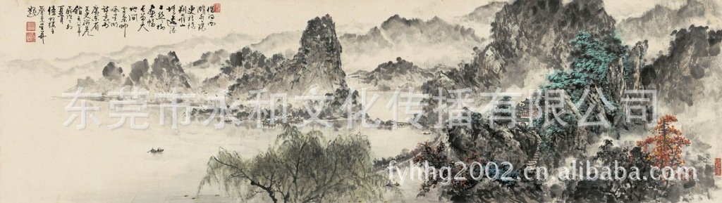 精品推荐 复古画心 蔡景星 借问西湖 60×215图片_2