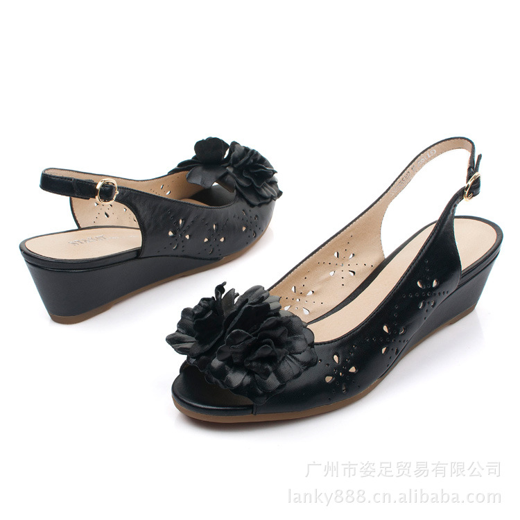 花朵品牌2012夏苹果镂空羊皮坡跟鱼嘴秋鞋女女鞋防摔手机壳图片