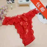 N1003全红款 女士性感蕾丝蝴蝶结内裤 提臀丁字裤y25