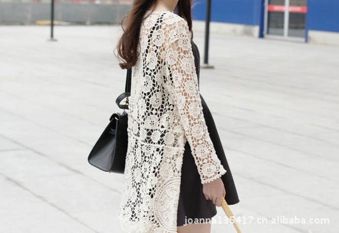 33112#vivi日系田园复古花朵<em>开衫钩针</em>钩花针织