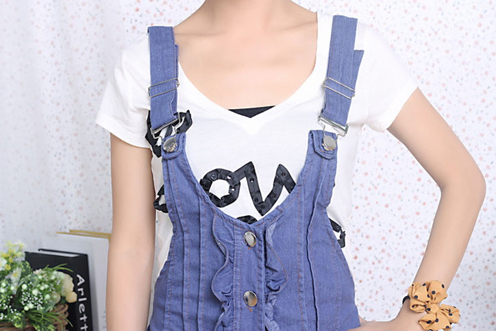 女式<em>牛仔</em>连衣裤 夏季波西米亚<em>连体短裤</em> <em>牛仔拼</em>