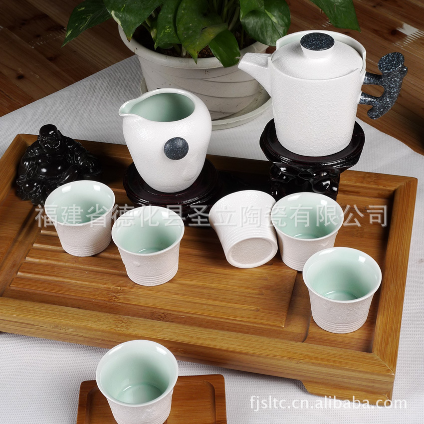 厂家直销 定窑茶具 玉雪玲珑 耕耘套组 高档陶瓷礼品 陶瓷礼品