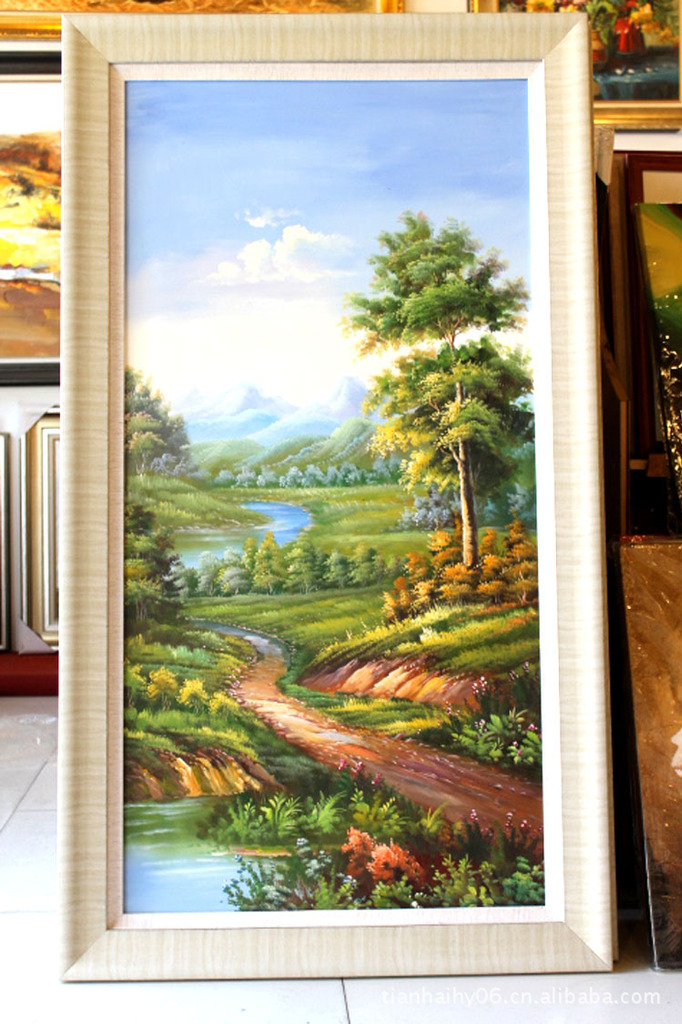 批发竖构图山中风景油画优质油画装饰画多款选购