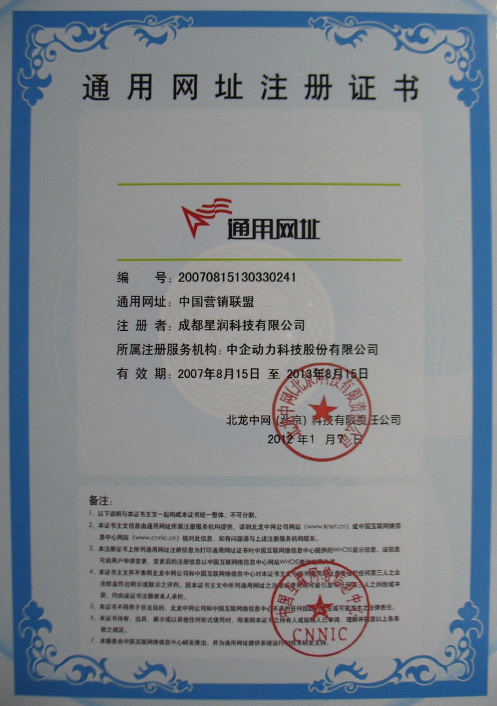 域名服务-中国营销联盟 通用网址 网络 域名 平