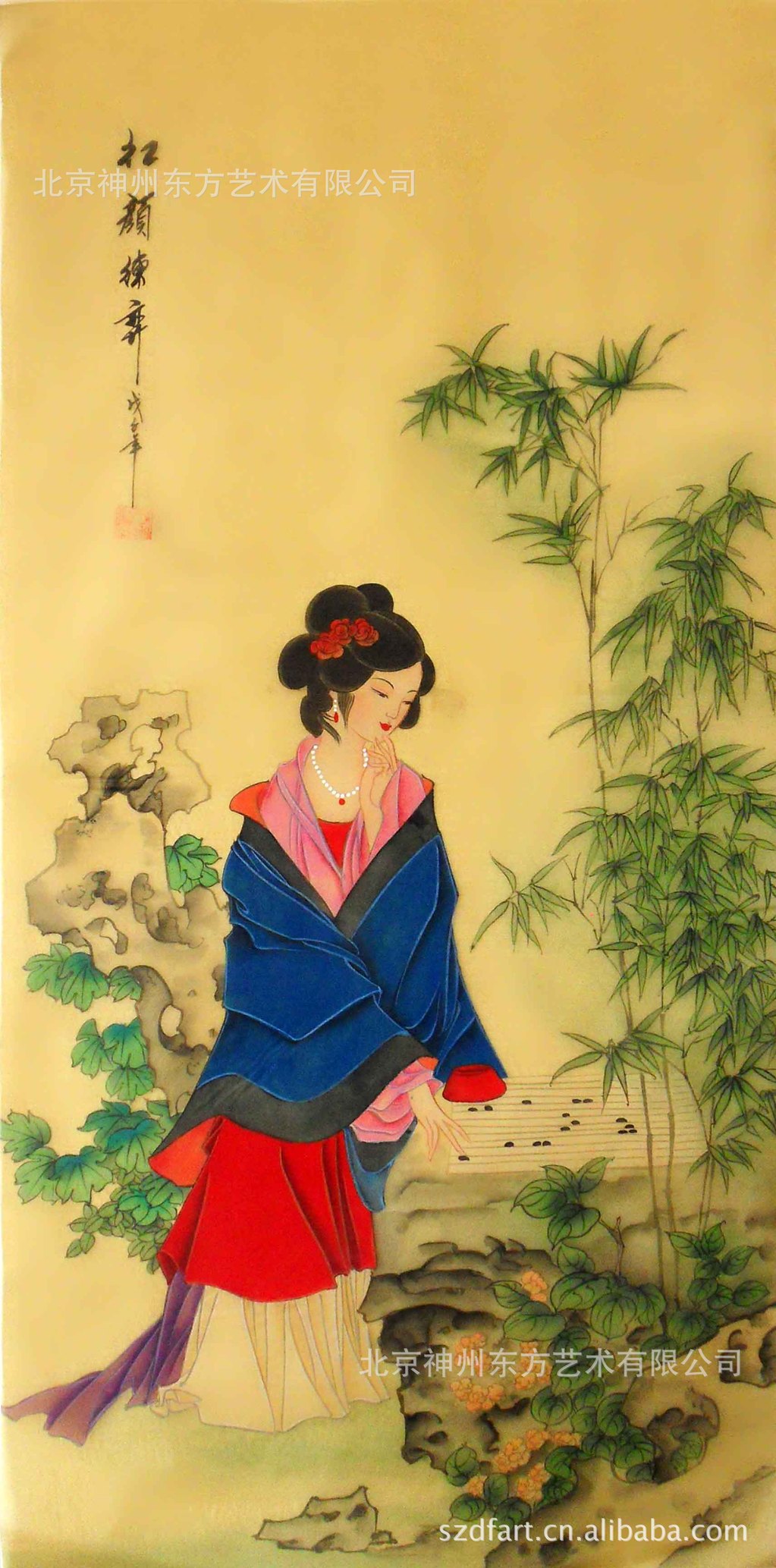 国画人物画 现代工笔仕女画 绢画美人图 装饰礼品画