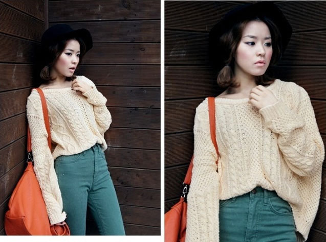 正品粗棒针毛线手工<em>编织麻花</em>宽松套头<em>毛衣</em>外套