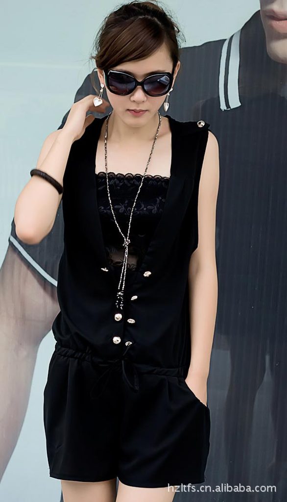 2012<em>夏装女连体</em>裤雪纺连衣<em>短裤</em>简约大码送蕾