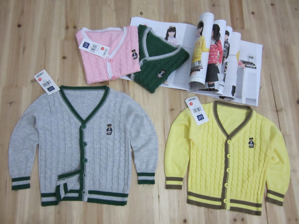 2012外贸童装批发 韩版 GAP麻花小熊<em>针织开衫</em>