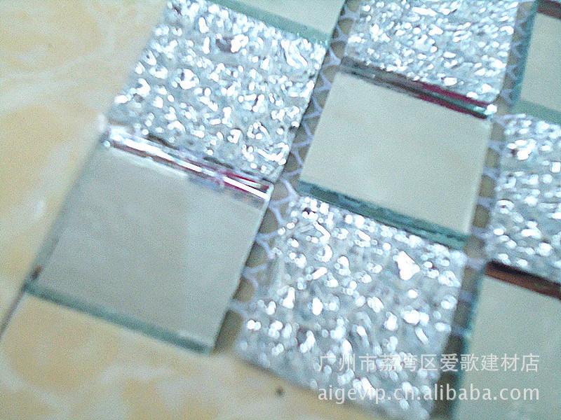 水晶玻璃马赛克 银镜+银格马赛克 背景墙 店铺