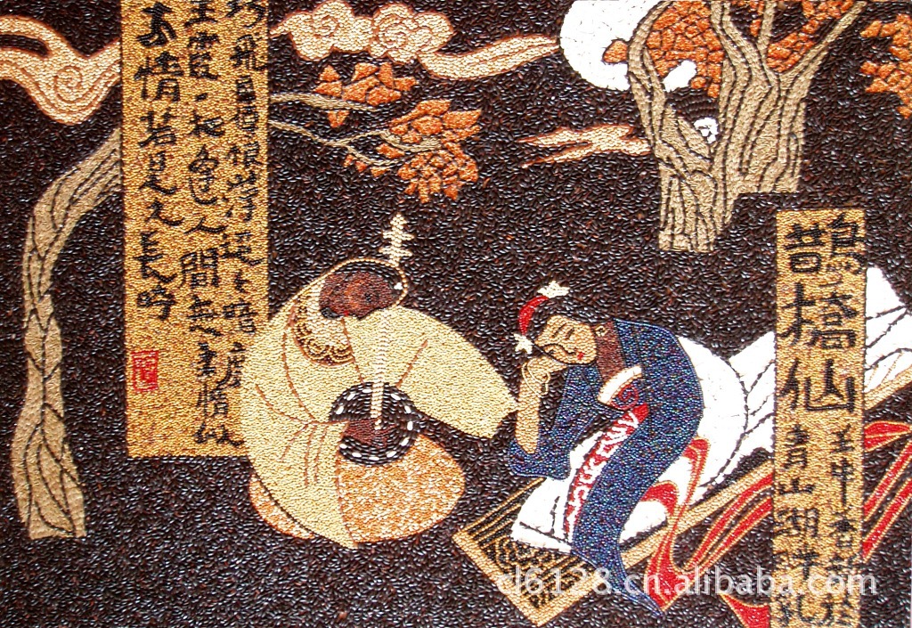 粮食画五谷画 粮艺谷艺豆塑画米画 鹊桥仙60×80编号1002