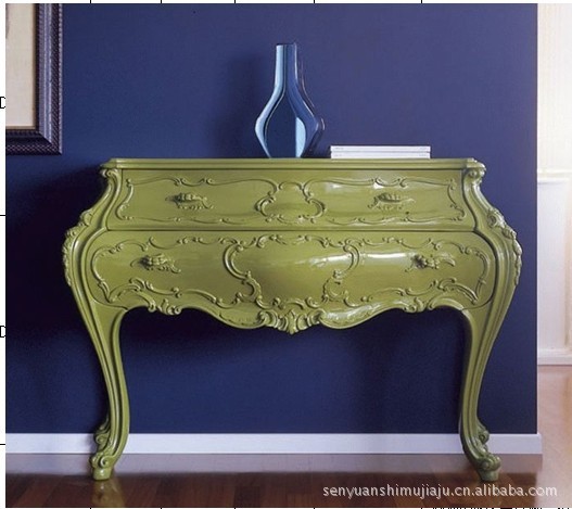 新古典家具 欧式玄关柜 实木雕花装饰柜 简欧装