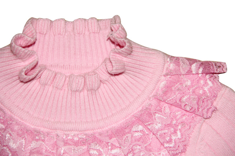 女童<em>毛衣</em> 物美价优<em>女款</em>精致蕾丝花边高领<em>毛衣</em>