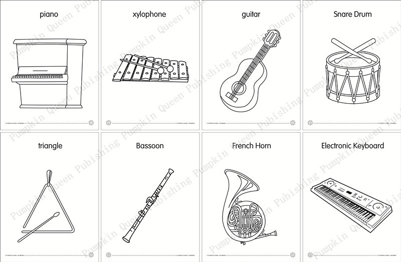 早教英语书幼儿园乐器主题填色本益智本SKC
