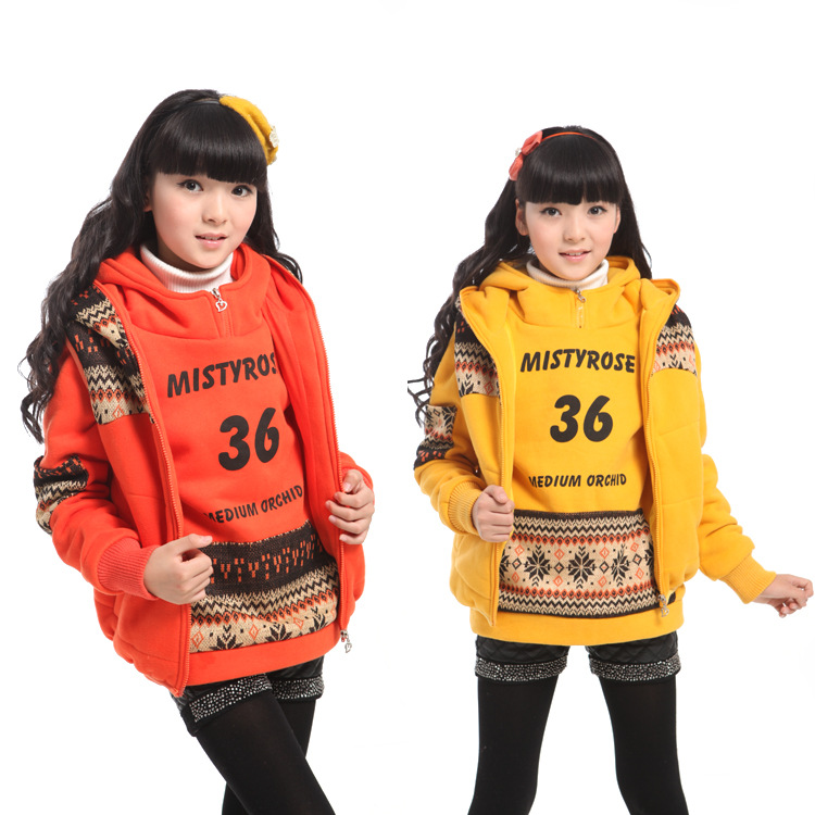 爆版<em>冬款女童</em>卫衣<em>加厚马甲</em>卫衣两件套装卫衣儿