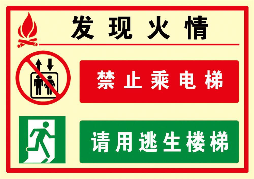 08海报展板办公装饰354发现火情禁止乘电梯请