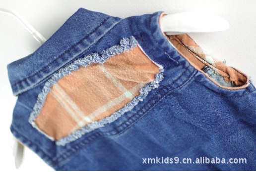 【外贸童装 韩版 男童<em>女童</em>做旧<em>牛仔背心</em> <em>马夹</em> 百