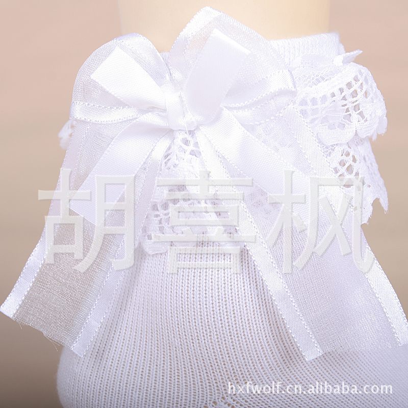 批发供应2012来利新款 儿童全棉大蕾丝花边袜