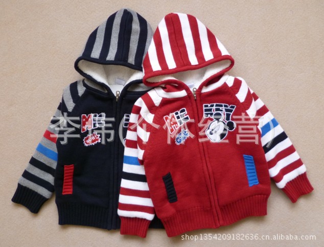 男女童加绒厚毛衣<em>宝宝羊羔绒</em>拉链<em>开衫</em>针织棉衣