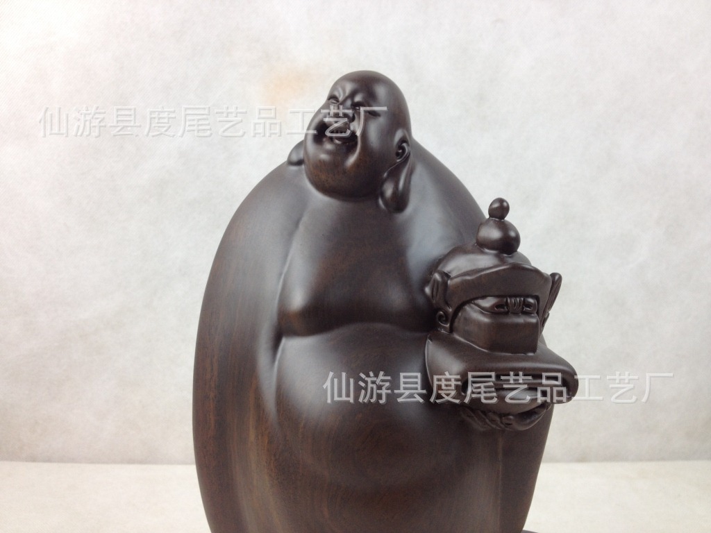 2012新款摆件 黑檀木加宫进爵弥勒佛 工艺品摆