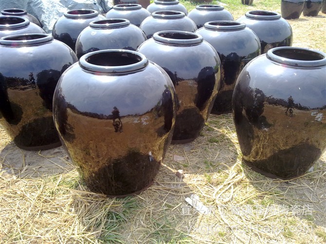 宜兴陶瓷大酒缸 500斤(250l)容量黑釉圆口酒坛