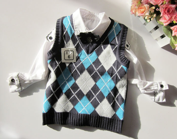 2012爆款男童<em>英伦风格</em>子背心V领儿童<em>毛衣</em>背心